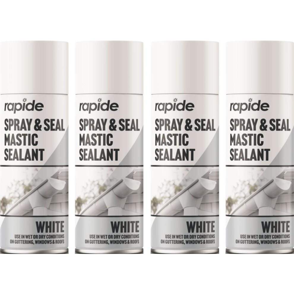 4 X 300ml Spray Seal Sealant Leak Stop Roof Gutter Pipes White Mastic