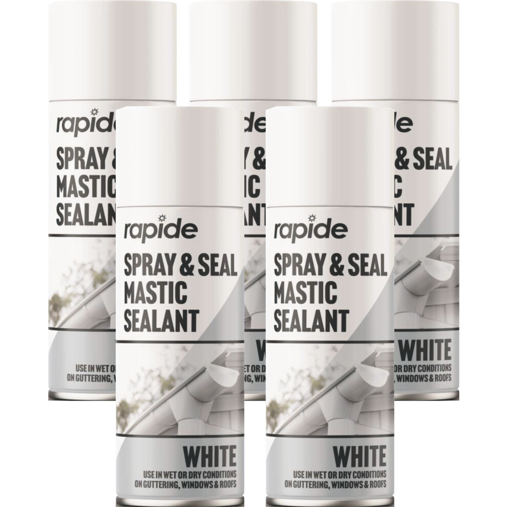 5 X 300ml Spray Seal Sealant Leak Stop Roof Gutter Pipes White Mastic
