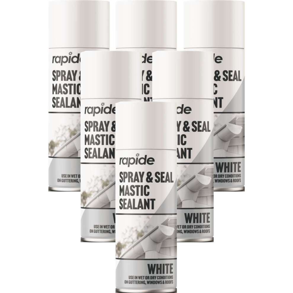 6 X 300ml Spray Seal Sealant Leak Stop Roof Gutter Pipes White Mastic