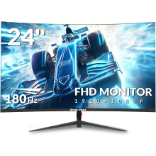 Great voell 24 Inch Curved Gaming Monitor, 180Hz/144Hz FHD 1080P, 120% sRGB, 1ms, AMD FreeSync, Low Motion Blur, VESA Wall Mount