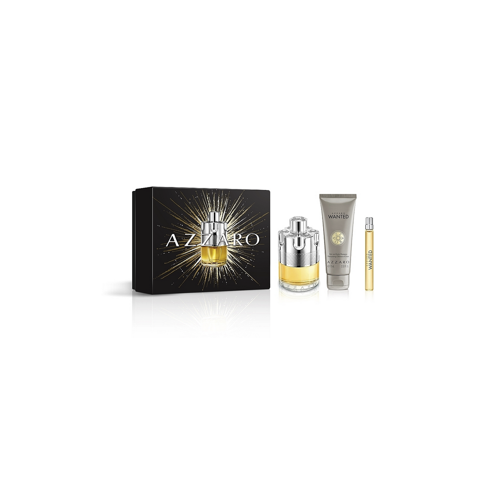 AZZARO WANTED EDT 100ML + 10ML + 75ML SHAMPOO GIFT SET