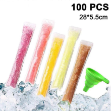 Popsicle Bags, 100 Pack Ice Pop Mold Bags, Disposable Diy Popsicle Molds Bags Pouches -comes With Silicone Funnel