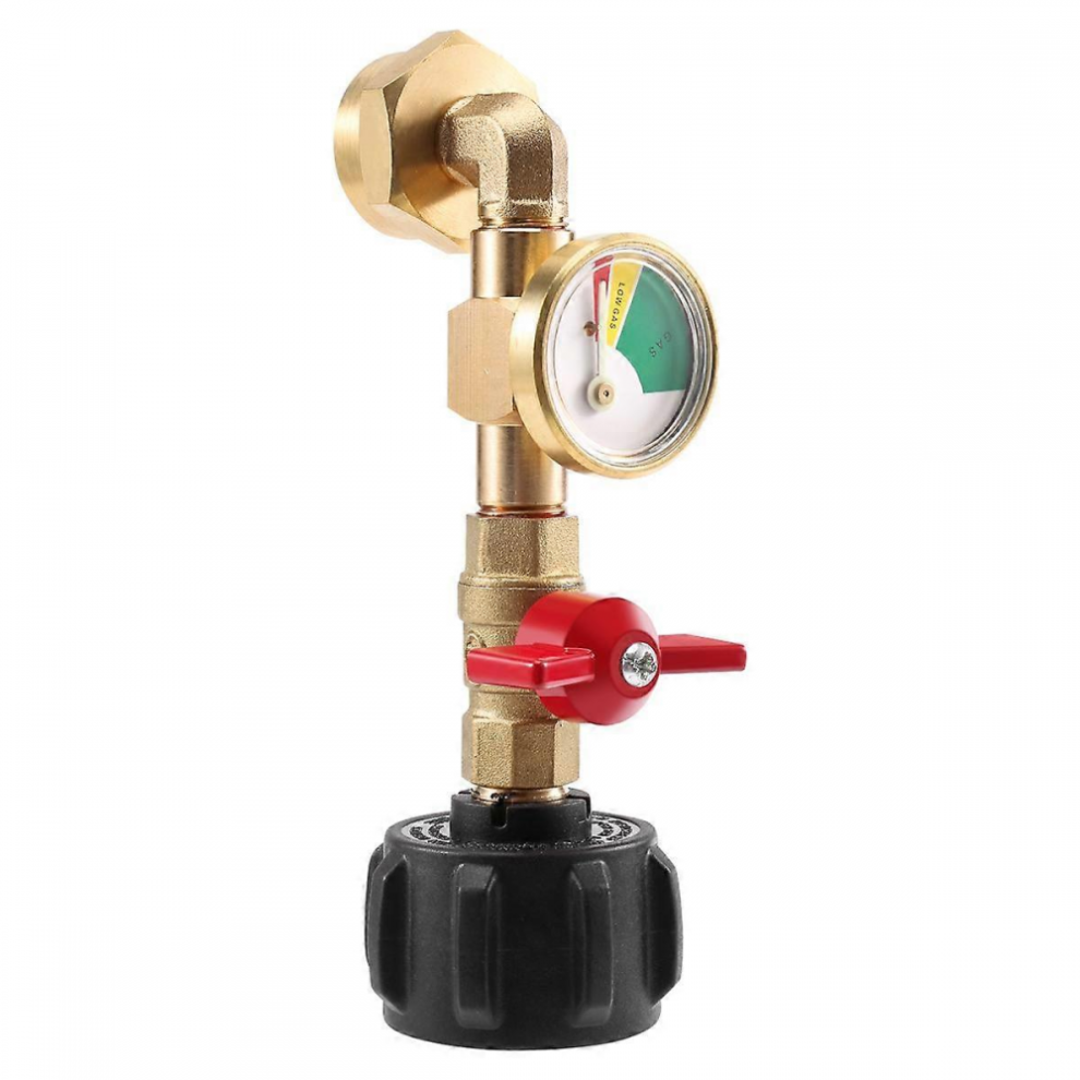 Adaptateur de remplissage de propane avec valve et manomètre, remplissez des bouteilles de 1 lb à partir d'un réservoir de 20 lb, coude