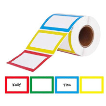 (As show, One size) Name Tags Stick On for Kids/Wall/Desk/Clothes with Colorful Rim