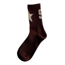(Style 2, One size) Sporty Style Cotton Socks Star Number Print Outdoor Middle Tube Socks for Women