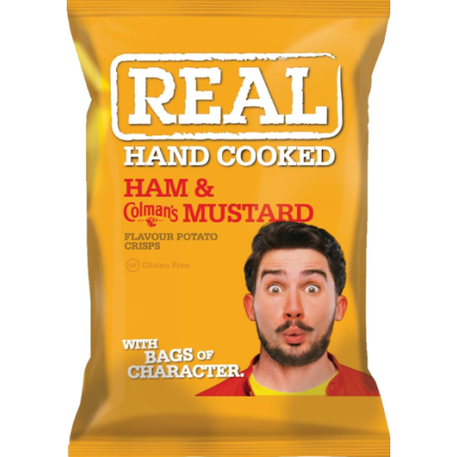 REAL Handcooked Crisps Ham & English Mustard, 24 x 35g