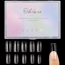 500 stuks vierkante nageltips volledige dekking duidelijke nep-nageltips voor acrylnagels maat 0 ~ 9