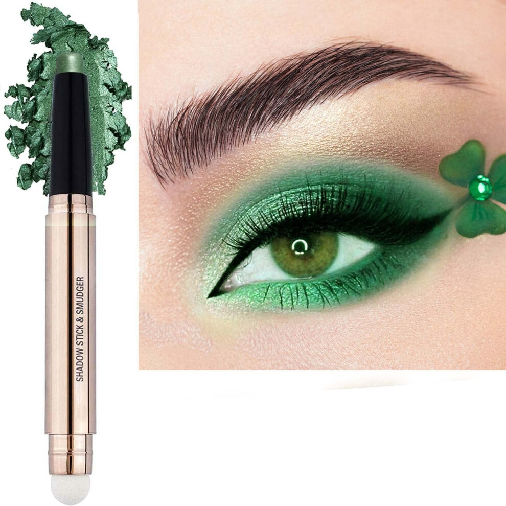 May Foltren Bright Green Eyeshadow Stick, Cream Smooth Shimmer Eyeshadow Pencil Makeup, Hypoallergenic Waterproof Long Lasting Multi-Dimensional Eye Shadow Highli