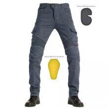 (Gray, M) Fitted Motorcycle Jeans Motorbike Pants Denim Trousers Made With Kevlar