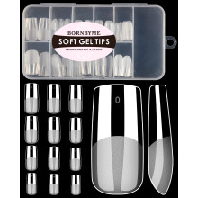 Zachte Gel Nagel Tips Medium Vierkant 120PCS Pre Buff Volledige Dekking Nagel Extenison Tips Half Matte Gel X Nail tips BORNBYME