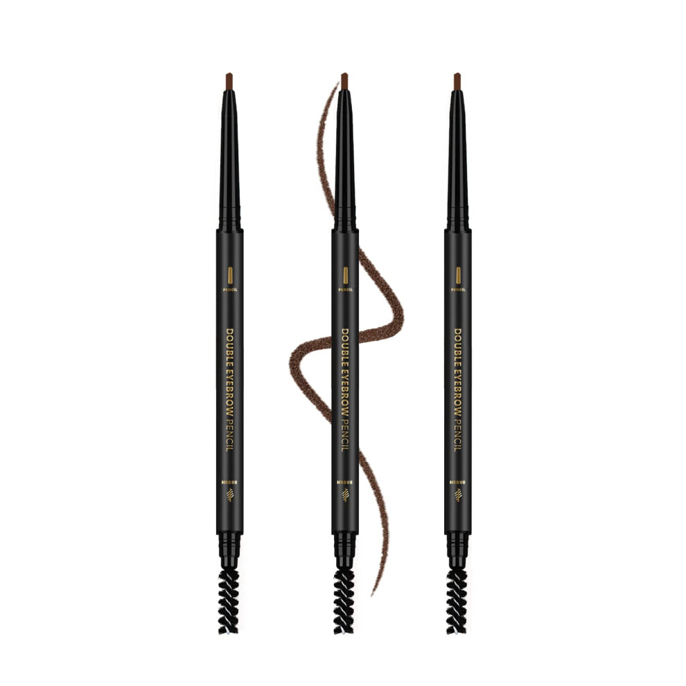 O'cheal 3 Pcs Waterproof Eyebrow Pencil Dark Brown Premium Eye Brow Pencil Brn With Spoolie Brush Longwearing For Perfect Brows Professional Precision De