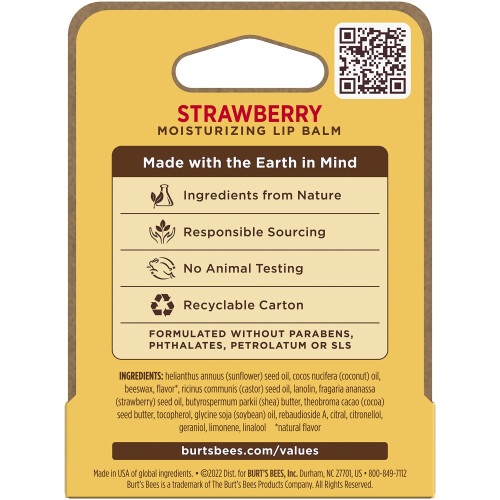 Burt's Bees Burt's Bees Ενυδατικό Βάλσαμο Χειλιών, Φράουλα, 0.15 Όζ 1