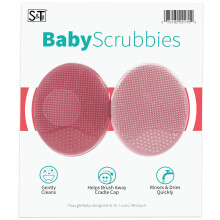 S&T INC. Cepillos de baño exfoliantes y de masaje para costras en bebés, silicona - 5 cm x 6.4 cm, rosa, 2 paquetes