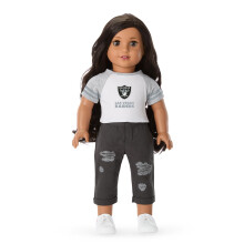 American Girl Las Vegas Raiders 18 tommer fan tee med bes?tning hals stribet kort?rmet sort og s?lv 1 stk i alderen 6+