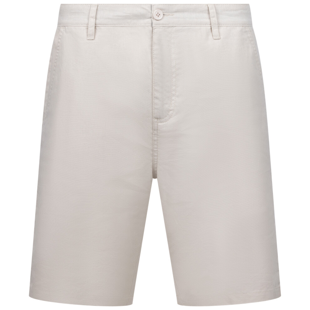 (XL, Soft Stone) Trespass Mens Casual Linen Blend Shorts - Boham