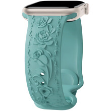 Bloemen gegraveerde band compatibel met Apple Watch Band 40 mm 41 mm 38 mm 42 mm 44 mm 45 mm 46 mm 49 mm Dames zachte siliconen reli? bloemenband voo