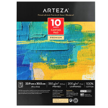 Arteza Καμβάς, 9 x 12 ίντσες, 10 φύλλα, 100% βαμβάκι, 12.3-oz γέσο, κόλλα δεμένου καμβά