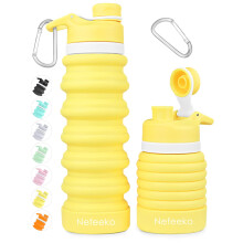 Nefeeko opvouwbare waterfles 26oz siliconen opvouwbare waterflessen lekvrije BPA-vrije reiswaterflessen met karabijnhaak draagbare sportwaterflessen
