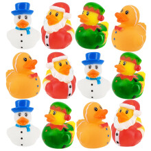 Dreidel Company Kerst Rubber Duck Speelgoed voor Kinderen, Badcadeaus, 2" (12-Pack)