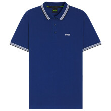 (M, Medium Blue) Hugo Boss Mens 2025 Paddy Stripe Cotton Fabric Golf Polo Shirt