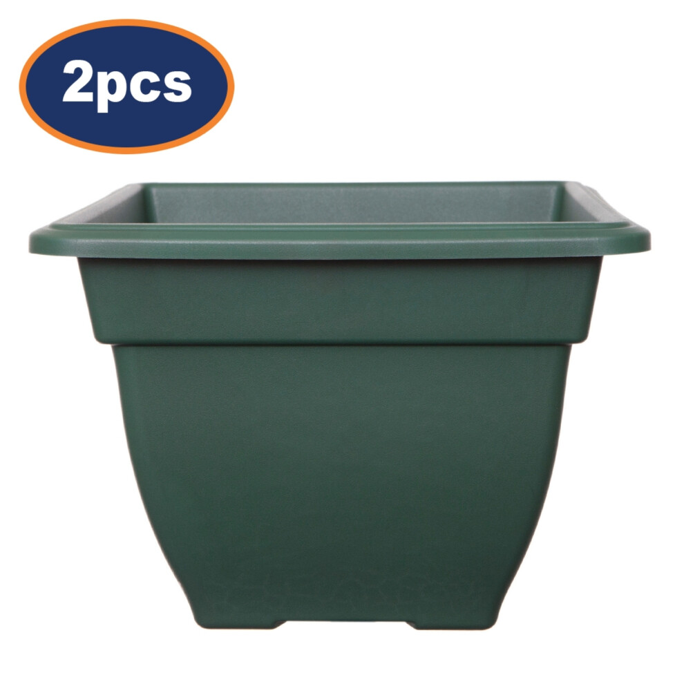 Bell Flower Pot Planter 38cm Square Plastic Green Lightweight Weatherproof 2Pcs-image-OPC-PHPFYVD-NEW
