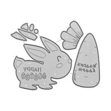(As show, One size) Happy Easter Bunny Carrot Metal Cutting Dies Stencil DIY Scrapbooking Embossing Paper Card Album Template Mold Decor