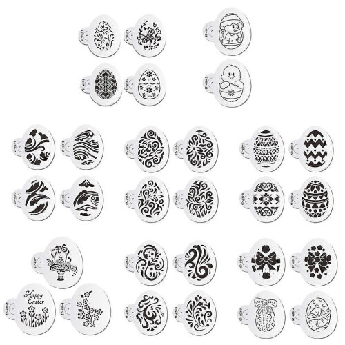 (Style 2, One size) Reusable Easter Cake Stencil Templates Decoration Easter Eggs Cookies Baking Painting Mold Tools 2