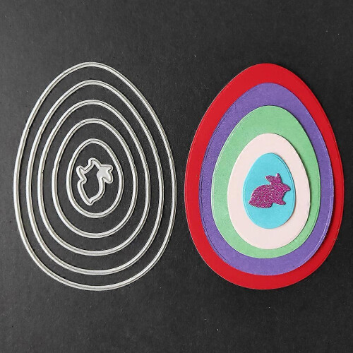 (As show, One size) Carbon Steel Easter Eggs Rabbit Cutting Dies Set Embossing Stencil Templates Mol 2