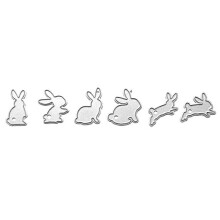 (As show, One size) 6pcs/set Easter Rabbit Bunny Metal Cutting Dies Stencil Scrapbooking DIY Album Stamp Paper Card Embossing