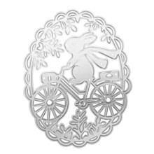 (As show, One size) Easter Bicycle Bunny Metal Cutting Dies Stencil DIY Scrapbooking Album Paper Card Template Mold Embossing Craft