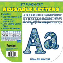 Eureka Back to School Blauwe Paisley Uitstansletters voor klaslokalen 217 stuks 3,8'' H