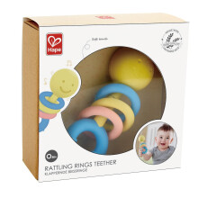 Hape Rattling Rings -purulelu | Liikkuva hampaiden puhkeamis- ja helistyslelu vauvoille, pehme t v rit