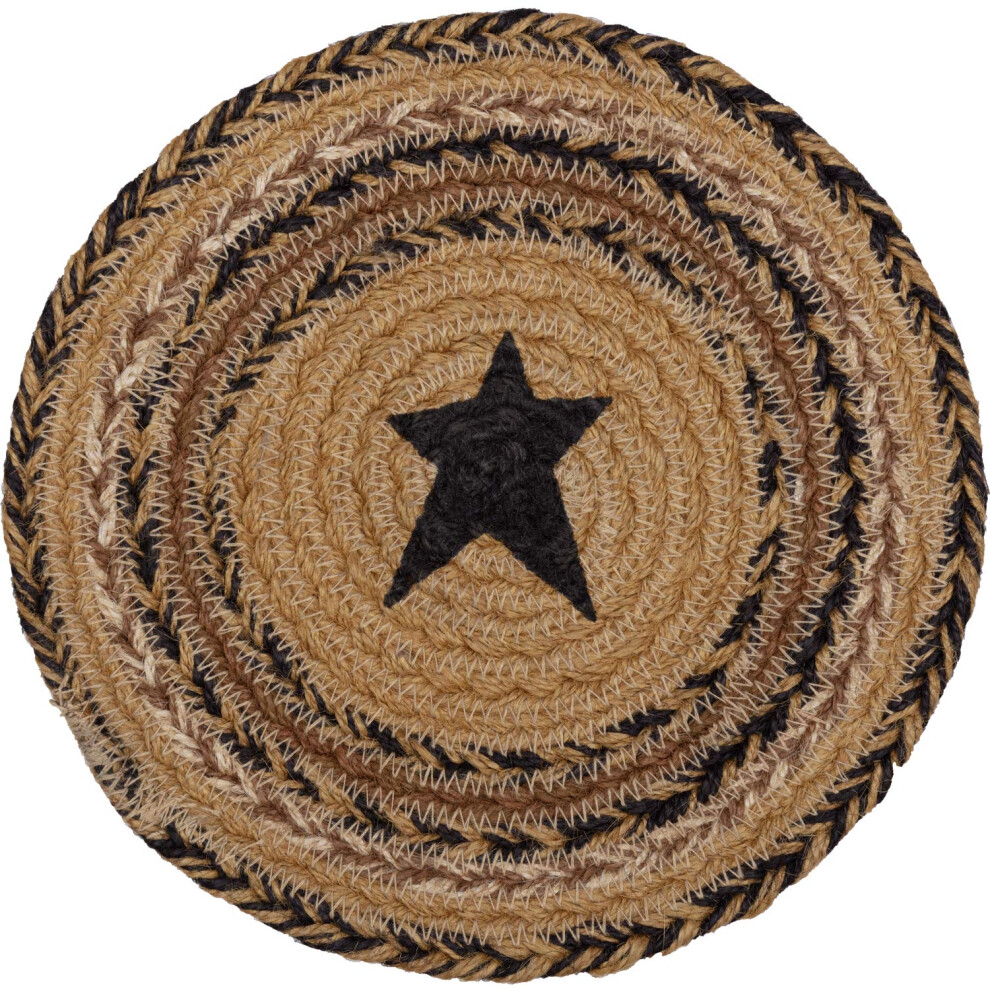 Vhc Brands Kettle Grove Jute Stencil Star 8 Pollici Trivet Primitive Country Patchwork Kitchen Tabletop Design Tan-image