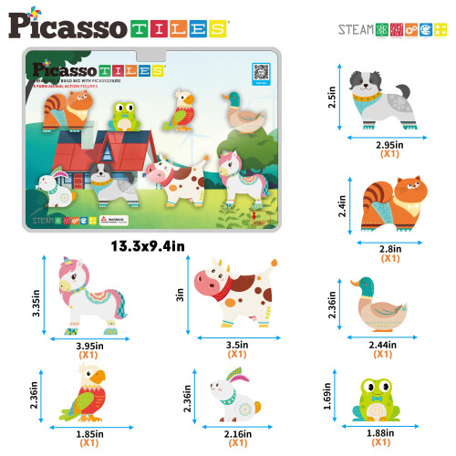 PicassoTiles 8 Τεμάχια Μαγνητικές Φιγούρες Ζώων Φάρμας 2