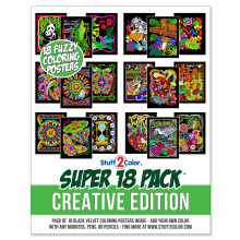 Super Pack of 18 Fuzzy Velvet Coloring Posters (Creative Edition) - Great for Family Time, Arts & Crafts, Travel, Classrooms, Care Facilities [All Ag