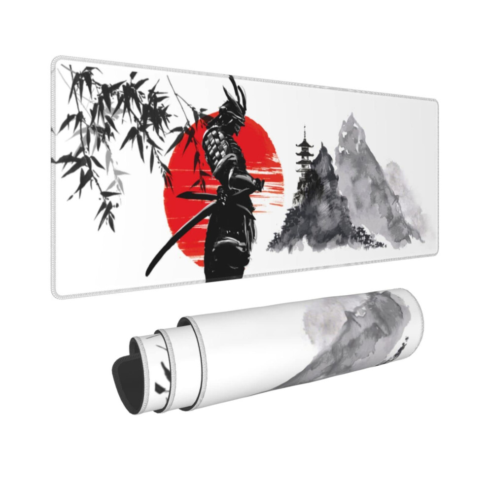 Watercolor Japanese Samurai Bushido Gaming Mouse Pad Xl Non Slip Rubber Base Mousepad Stitched Edges Desk Pad Extended Large Mice Pad 31.5 X 11.8 I 6498446780404