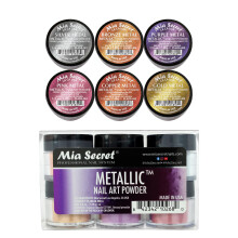 Mia Secret - Polvere acrilica per unghie metallizzata, set da 6