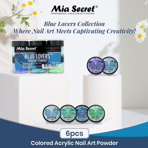 Συλλογή 6PC Mia Secret Ακρυλικό Νail Art Powder (ΜΠΛΕ ΕΡΩΤΕΣ) 1