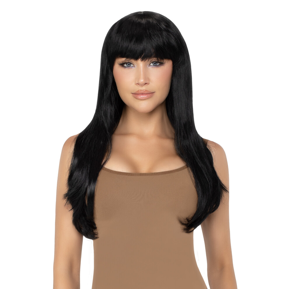 Avenida Da Perna Unisex Black Bangin' Long Straight Wig O/S