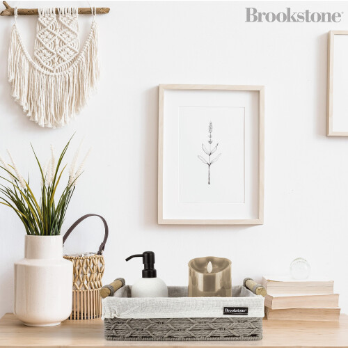 Brookstone BROOKSTONE [2 DELAR] Flätad Förvaringskorg med Trähandtag 2