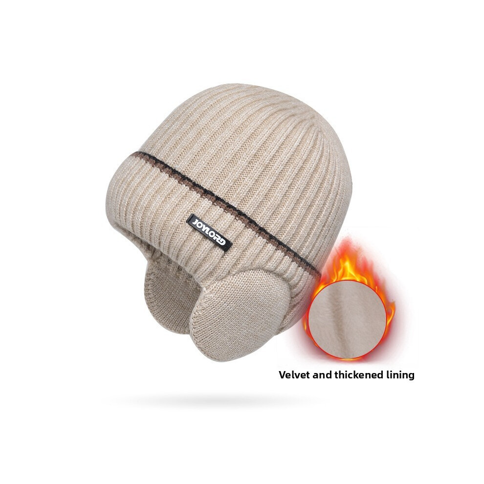 (Beige) Winter Warm Knitted Hat With Ear Protection Design Suitable Seasons Cold For-image-OPC-PHPG8WY-NEW