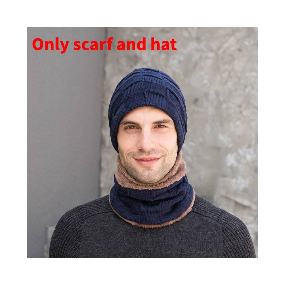 (Navy Blue ) Winter Hat Mens Glove And Scarf Set With Solid Color For Outdoor Protection Cold-image-OPC-PHPG9HP-NEW