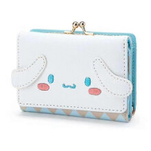 Japanese Yugui Dog Short Wallet Cute Big Face Shape Cute Student Coin Purse Coin Lock Wallet Card Holder 1 Piece White Zinuo Boutique