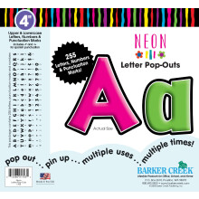 Barker Creek Neon Χαρακτήρες 4" Πολυχρωμά Σημαντικά Γραμματοσειρές για Πίνακες