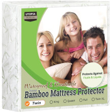 Utopia beddengoed waterdichte matrasbeschermer twin size viscose gemaakt van bamboe matrashoes 200 gsm past 15 inch diep ademend aansluitend stijl me