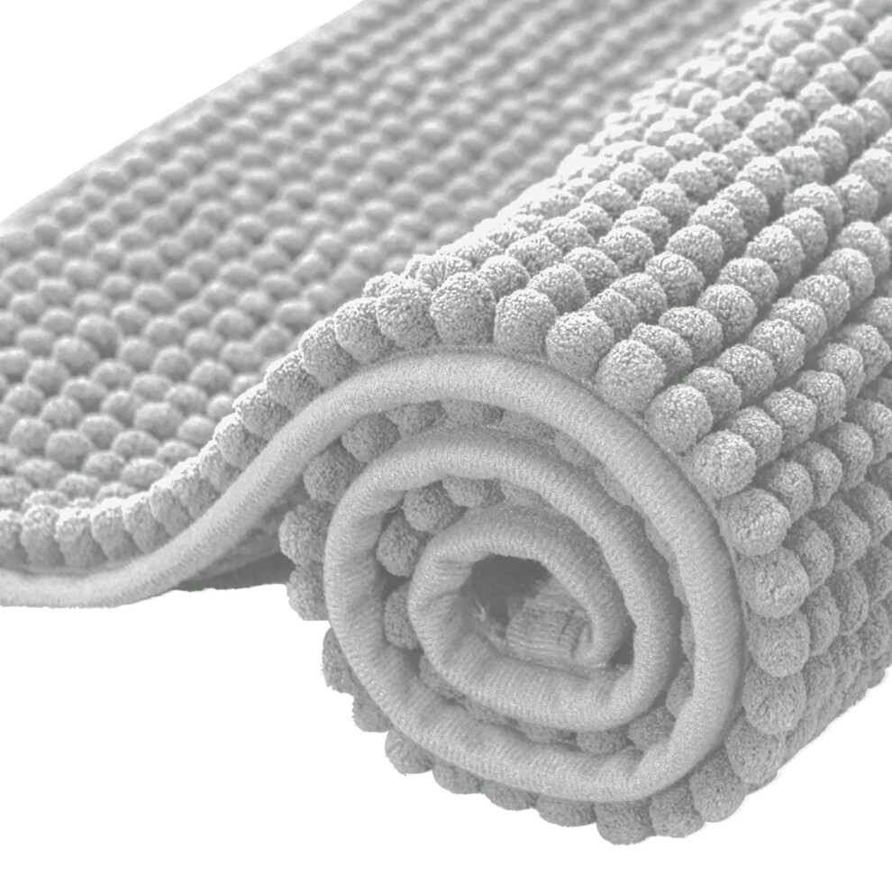 Tapis De Salle De Bain Subrtex En Chenille, Doux Et Absorbant, S Chage Rapide Et Lavable En Machine (Gris Clair, 50,8 X 81,3 Cm).-image