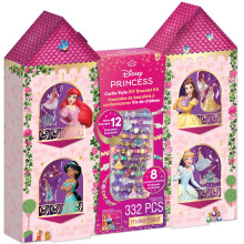 Crea Bracciali Disney Princess: Kit DIY Castello - 332 pezzi, 12 Bracciali, 8 Charm Esclusivi, 6+