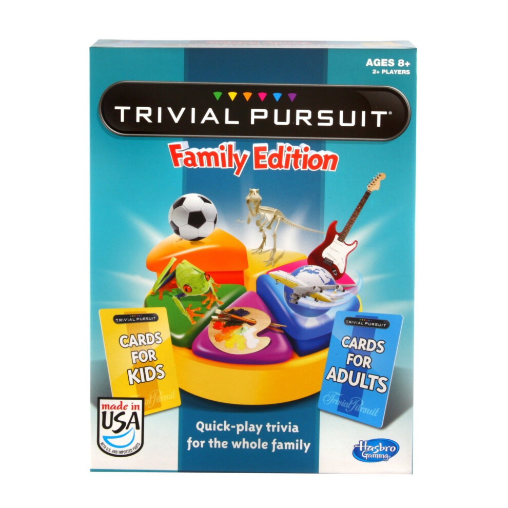 Hasbro Gaming Trivial Pursuit Game: Family Edition Board Game Family Trivia Games For Adults And Kids 2+ Players Ages 8+ (Amazon Exclusive)