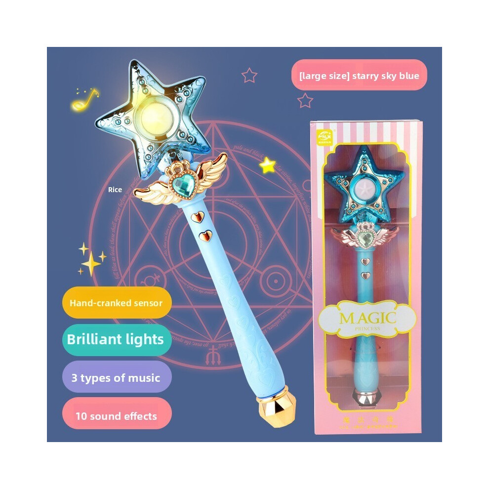 ( Star Wand) Moon Star Magic Wand Fairy Stick With Led Illumination And Sound For Gifts Kids Blue