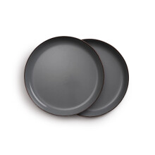 Barebones 8 Inch Salad Plate - Set of 2 Salad Plates - Enamelware Plates - Durable Kitchen or Camping Plate (Slate Gray)
